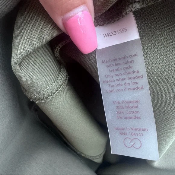 Calia Scuba Pullover Olive Green Funnel Neck Sweatshirt Size Small - Picture 12 of 12